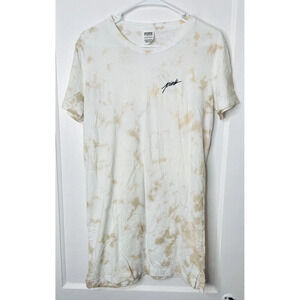 Victoria's Secret Pink T Shirt Womens Sz XS 100% Cotton Tie-Dye White Brown